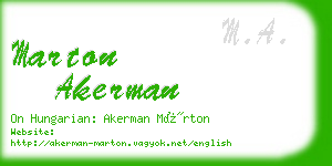 marton akerman business card